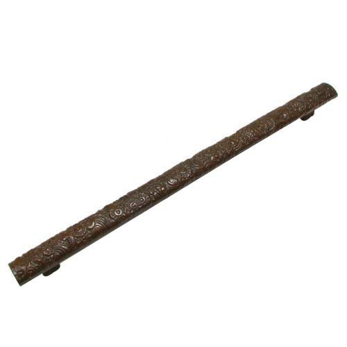 Cast Iron 12" Centers Floral Embossed Oversized Bar Pull in Rust