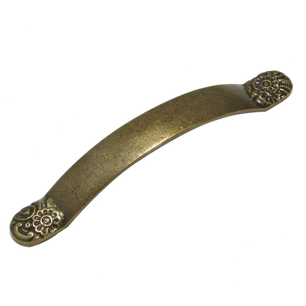 Cast Iron 3 3/4" Centers Floral Embossed and Plain Pull in English Bronze