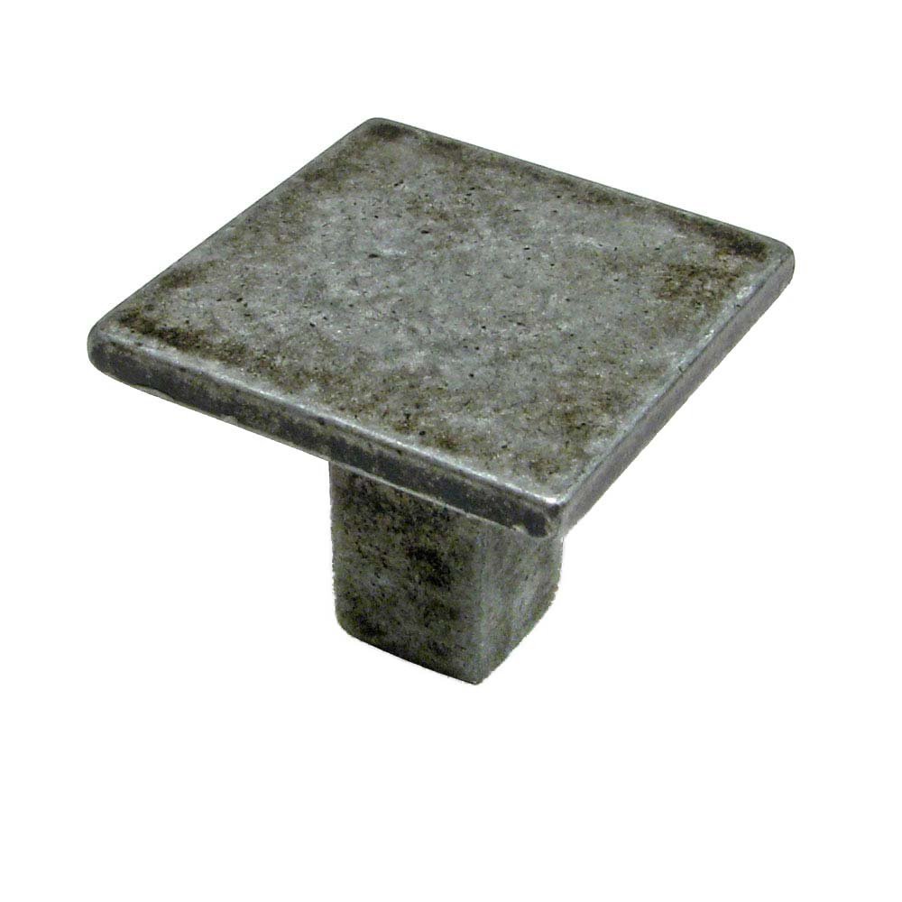 1 3/16" x 1 3/16" Smooth Face Square Knob in Pewter