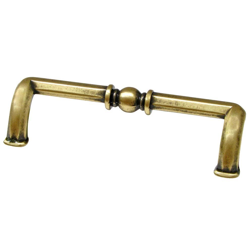Solid Brass 3 3/4" Centers Off-Set Beaded Handle in Floral Brass