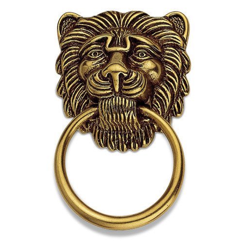 Solid Brass 1 13/32" Long Lion Ring Pull in Oxidized Brass