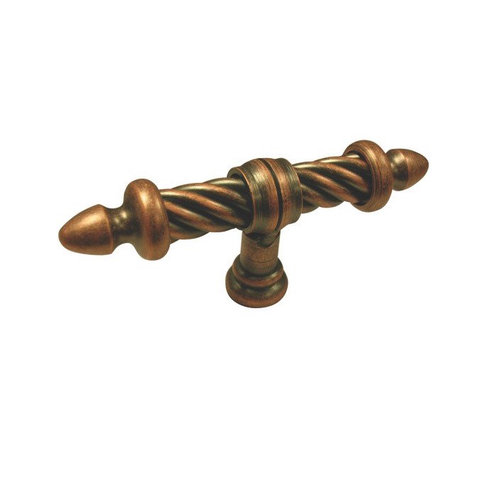 3 11/16" Long Twisted T-Knob in Antique Copper