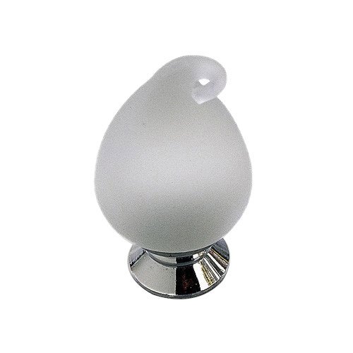 3/4" Diameter Teardrop Knob in Chrome and Frosted Clear Murano Glass