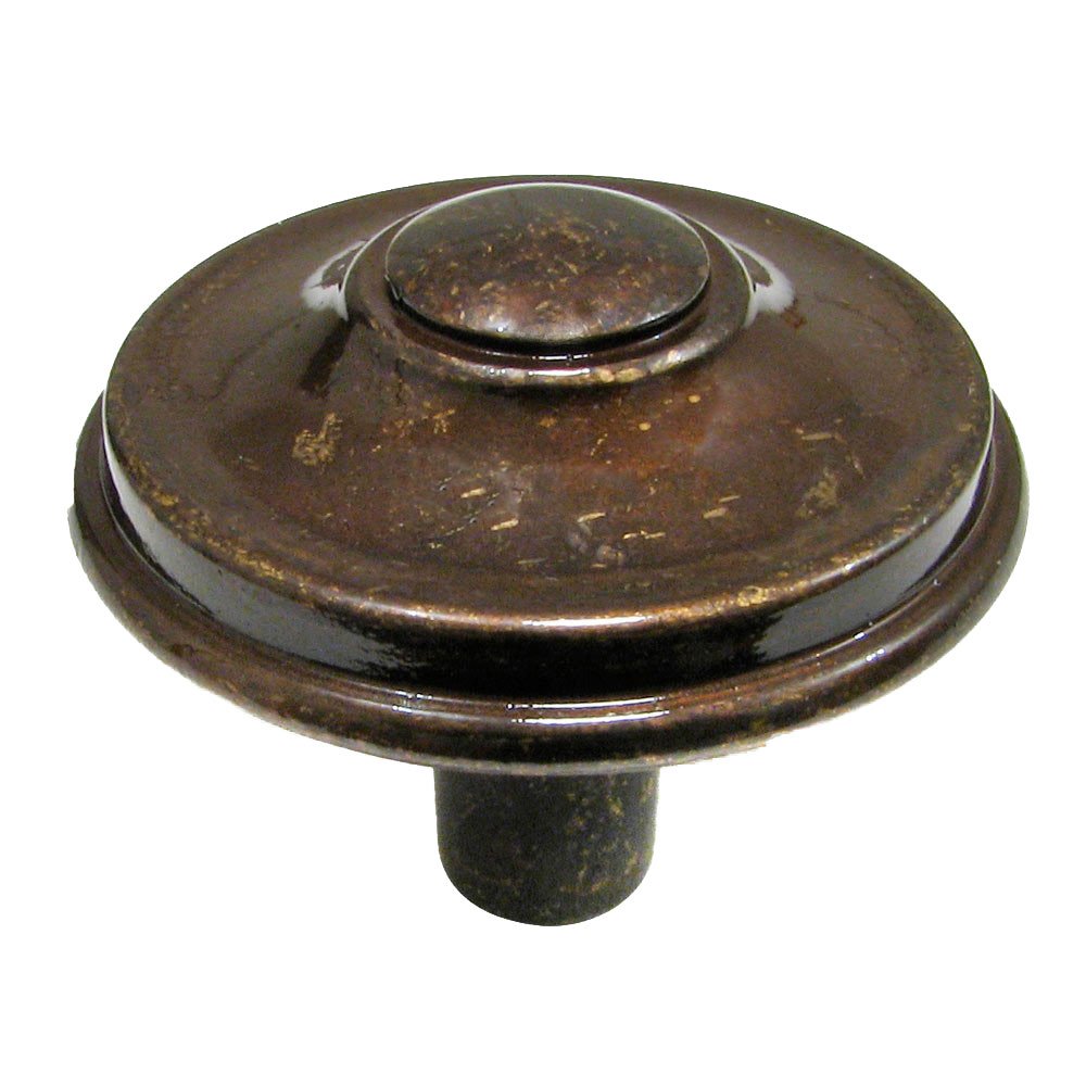 Solid Brass 1 1/4" Diameter Beaded Knob in Shinny Spotted Bronze