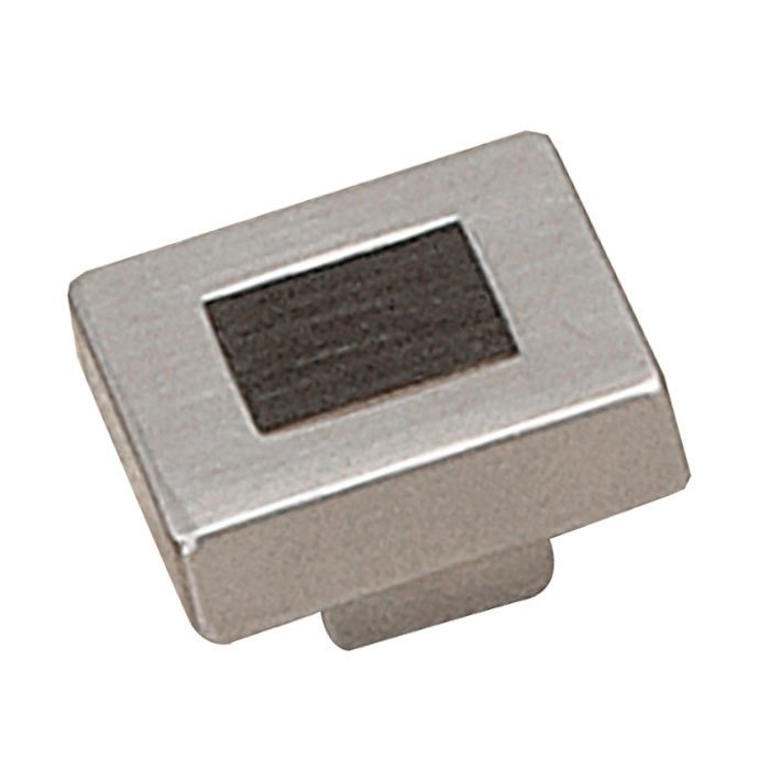 1 11/32" Long Wood Inset Square Knob in Brushed Nickel and Varnished Wenge