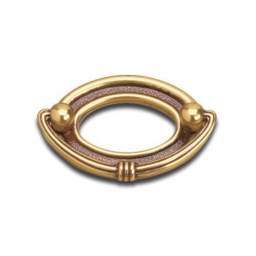 Solid Brass 1 3/4" Centers Bail Pull with Oval Ring Backplate in Empire Brass