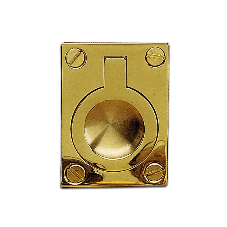 2" x 1 1/2" Recessed Pull (Front Mount) with Ring in Brass