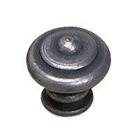 1" Diameter Flattened Knob with Concentric Circles in Natural Iron