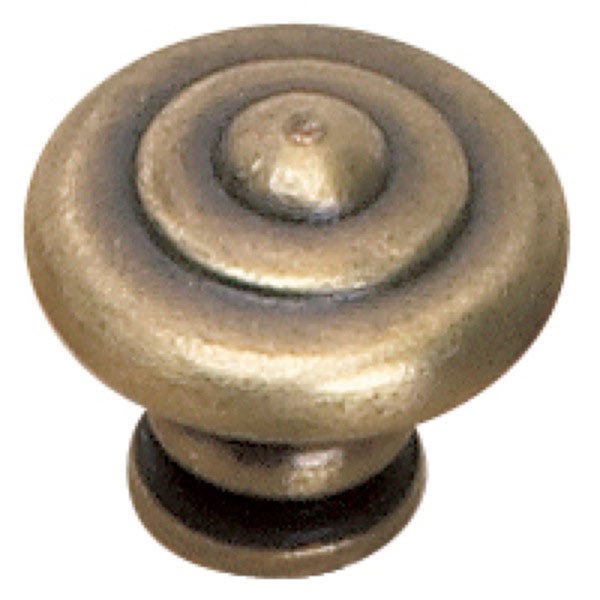 1 1/2" Diameter Flattened Knob with Concentric Circles in Antique English