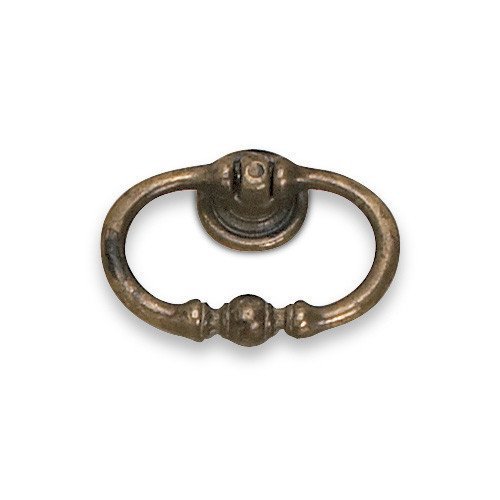 Solid Brass 2 5/8" Long Beaded Oval Ring Pull in Oxidized Brass