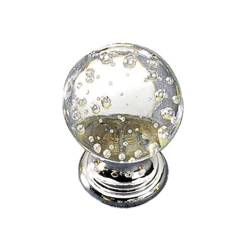Solid Brass 1" Diameter Bubble Knob in Chrome and Bubble Glass
