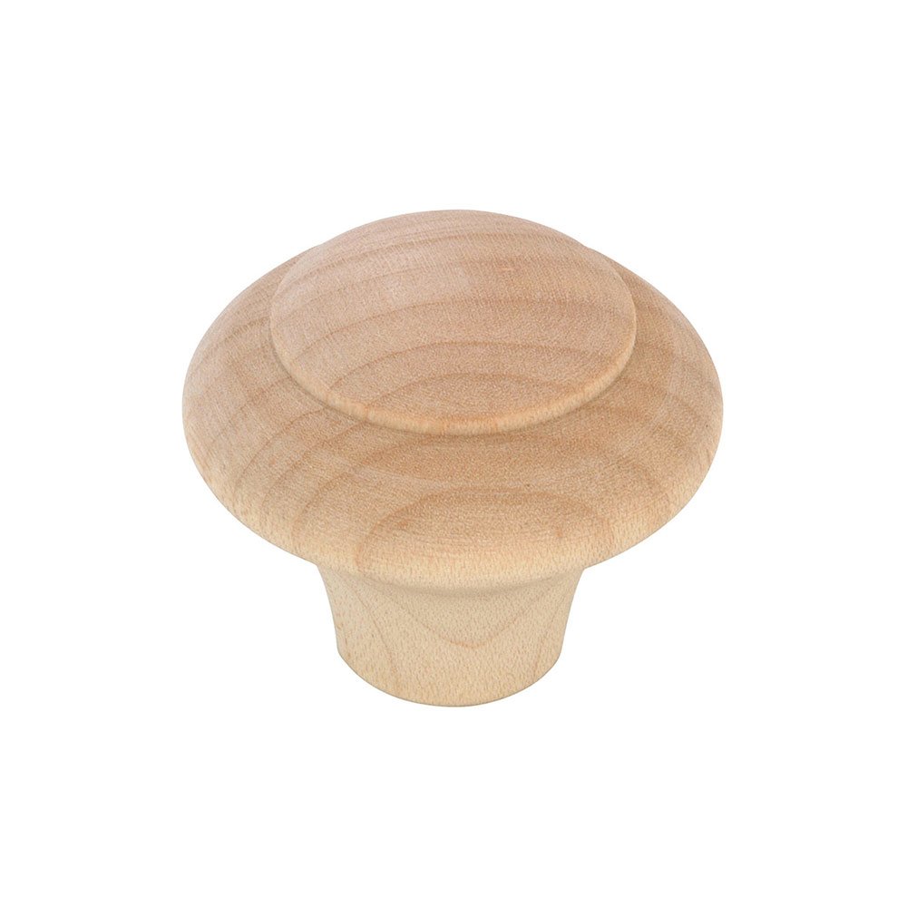 1 9/16" Round Maple Wood Knob In Unfinished Maple