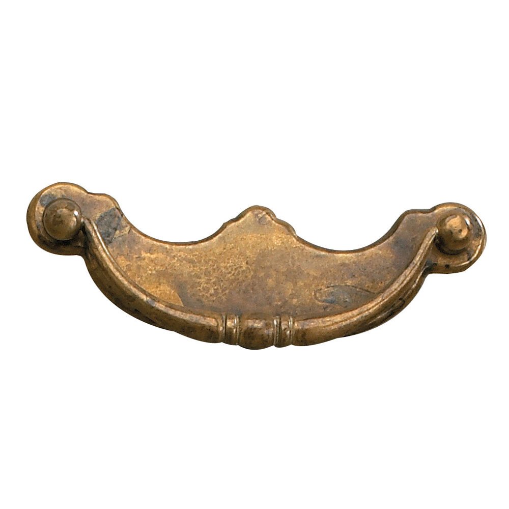 Solid Brass 3 3/4" Centers Beaded Chippendale Bail Pull with Backplate in Oxidized Brass