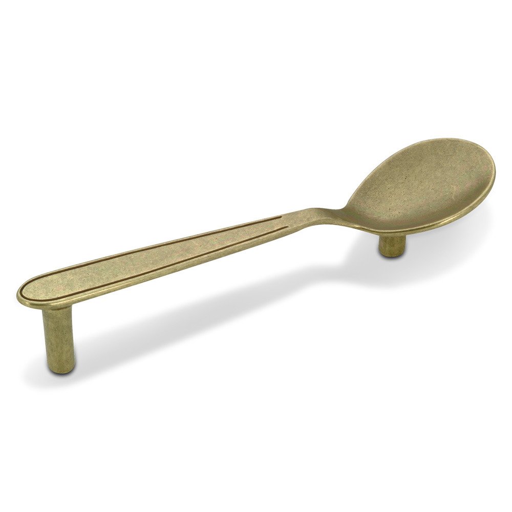 3 3/4" Centers Spoon Bar Pull in Burnished Brass