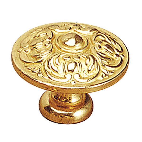 Solid Brass 3/4" Diameter Embossed Floral Knob in Brass