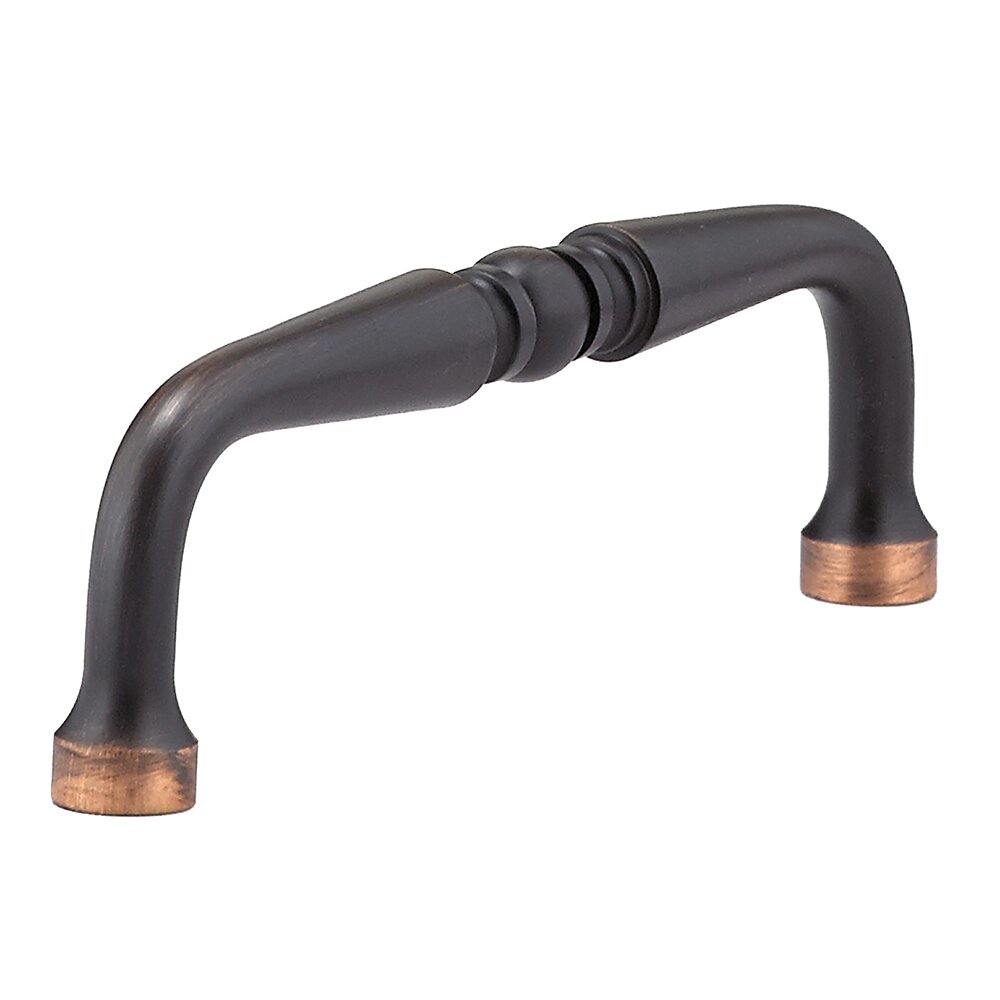 Solid Brass 3 1/2" Centers Beaded Wire Pull in Brushed Oil Rubbed Bronze