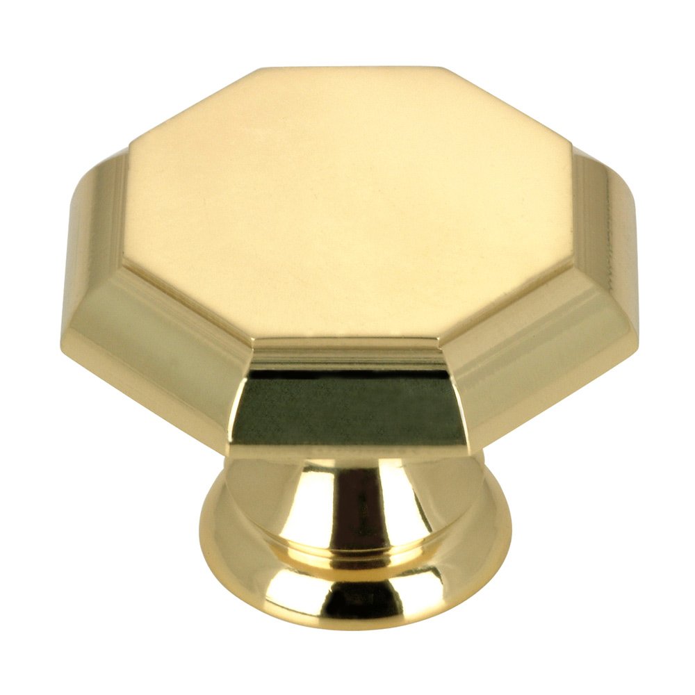 Solid Brass 1 1/8" Diameter Octagonal Knob in Brass