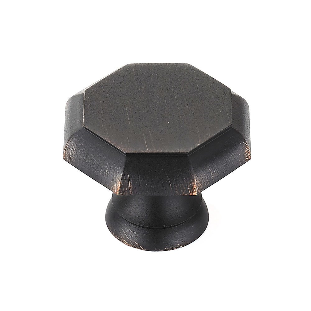 Solid Brass 1 1/8" Diameter Octagonal Knob in Brushed Oil Rubbed Bronze