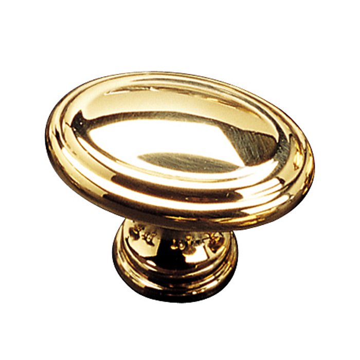 Solid Brass 1" Long Oval Button Knob in Brass