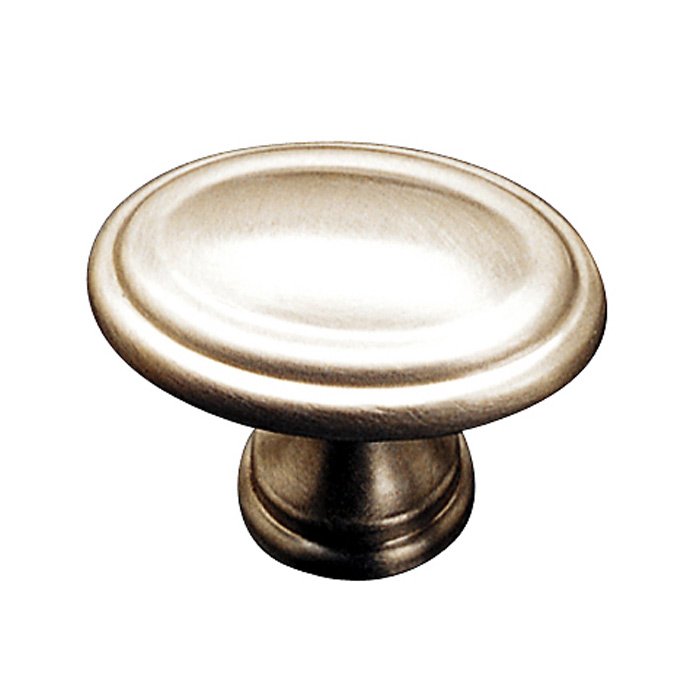Solid Brass 1" Long Oval Button Knob in Satin Nickel