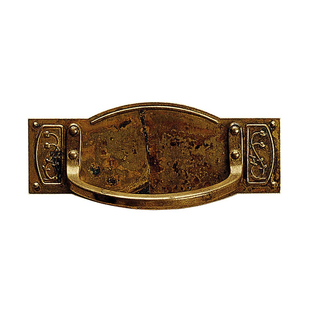 1 7/8" Centers Bail Pull with Backplate in Oxidized Brass