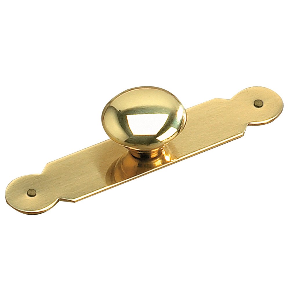 Solid Brass 1" Diameter Knob and Backplate in Brass