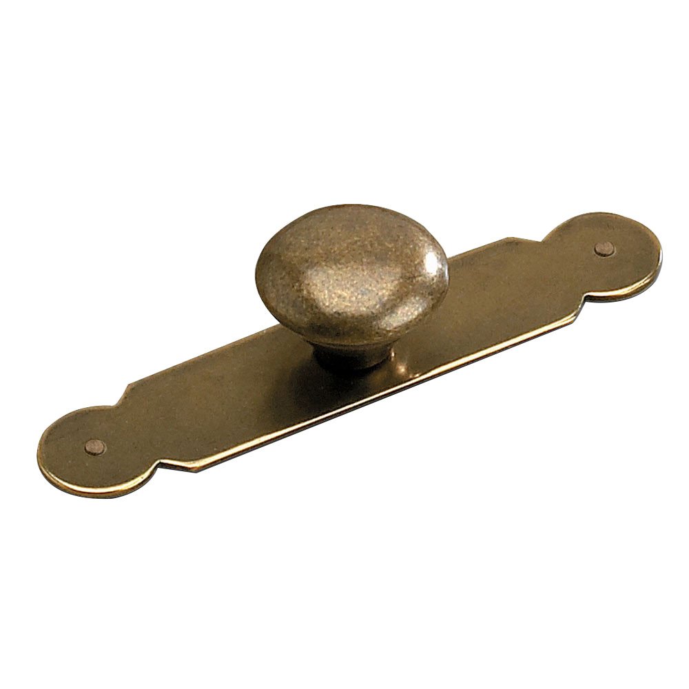 Solid Brass 1" Diameter Knob and Backplate in Burnished Brass