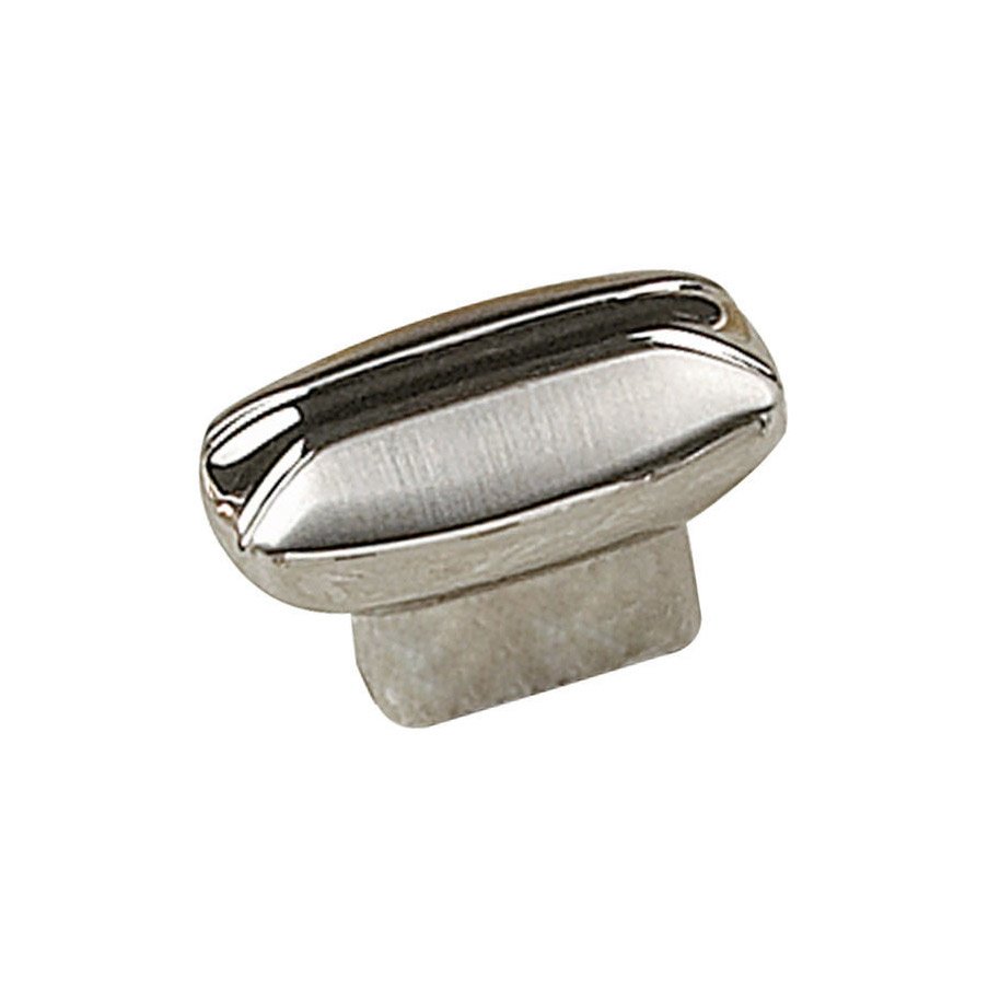 1 1/2" Long Rectangular Knob in Chrome and Brushed Nickel