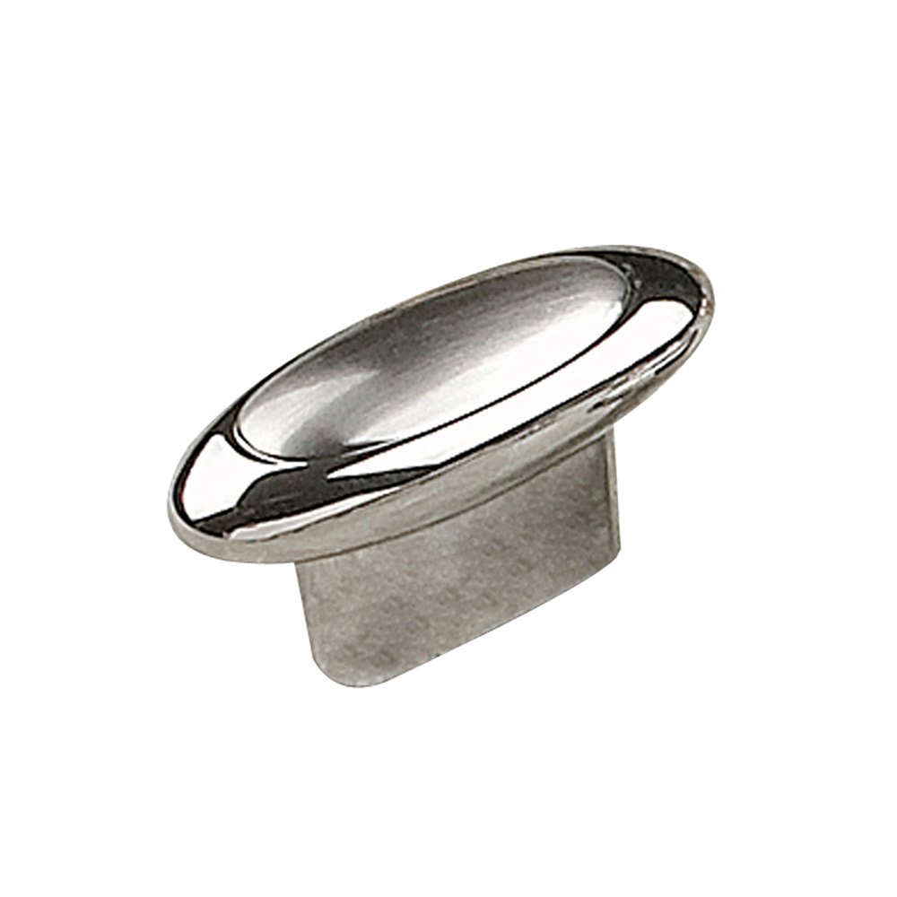 1 27/32" Long Oval Knob in Chrome and Brushed Nickel
