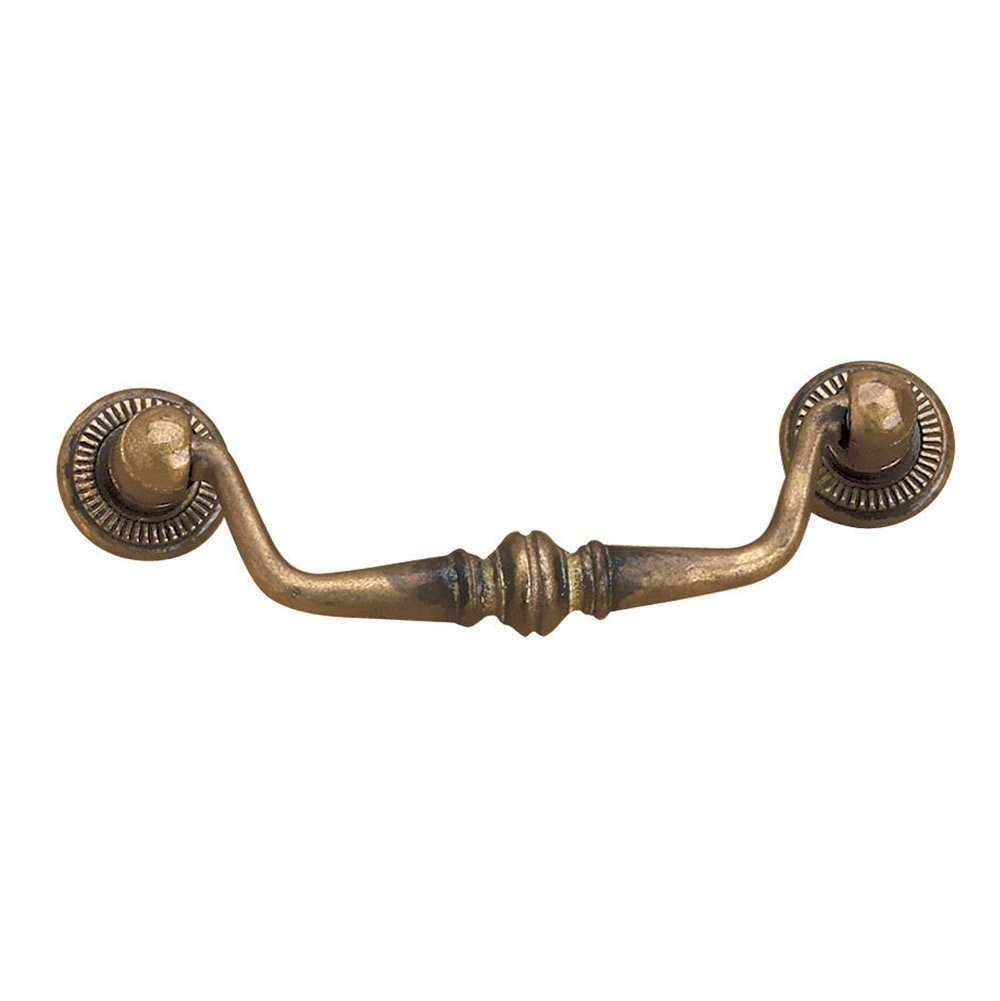 Solid Brass 3 1/8" Centers Bail Pull in Oxidized Brass