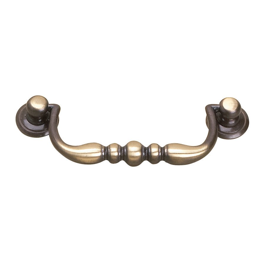Solid Brass 3 3/4" Centers Round Base Bail Pull with Beaded Center in Satin Bronze