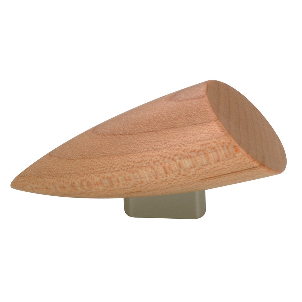 2 15/32" Long Wooden Bullet Knob in Brushed Nickel and Maple Natural