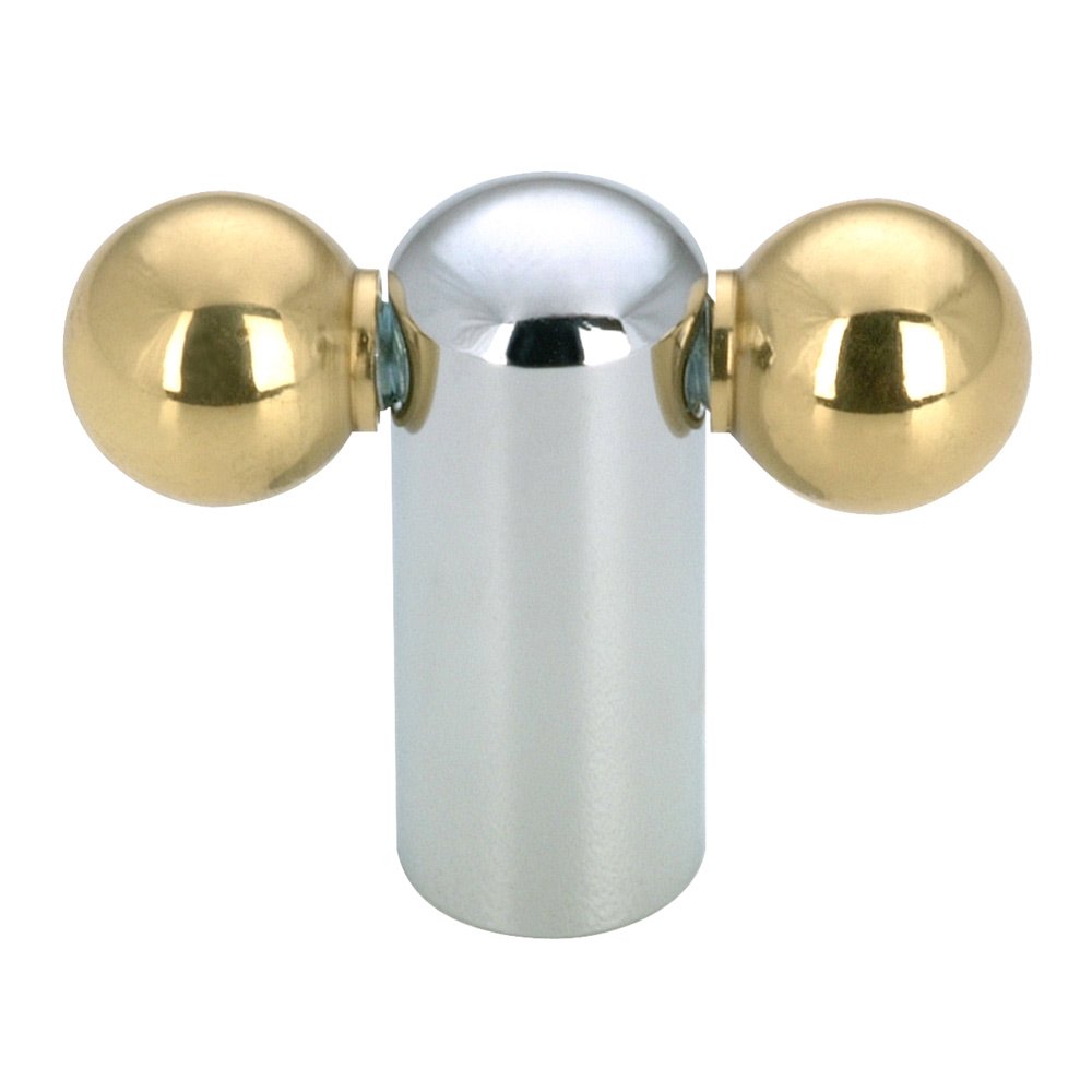 7/8" Long Two-tone Knob in Chrome and Brass