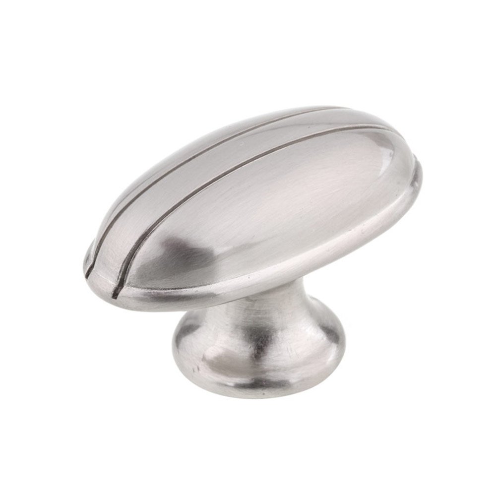 1 15/16" Long Oblong Knob with Twin Stripes in Brushed Nickel