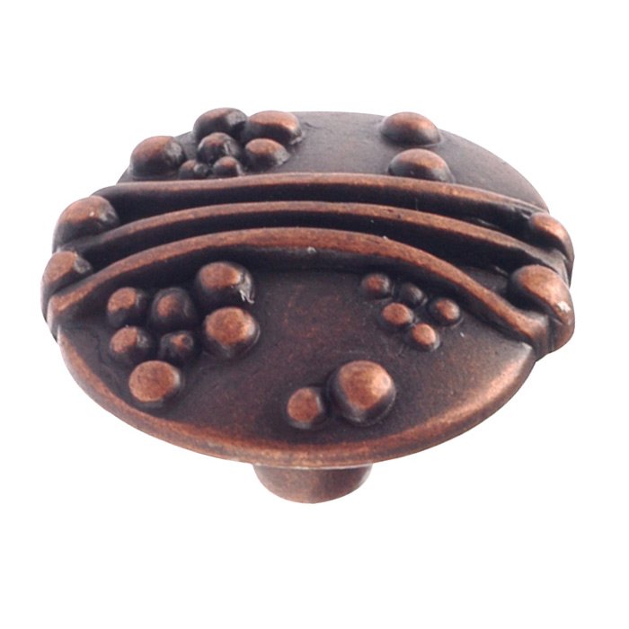 1 1/8" Diameter String-and-Beads Embossed Knob in Antique Copper