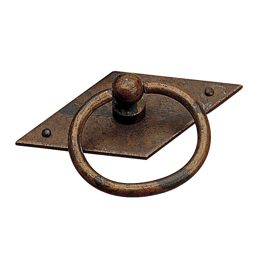 Solid Brass 1 31/32" Long Plain Antiquated Ring Pull in Bronze
