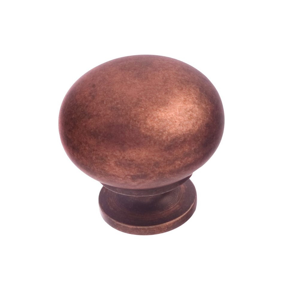 Hollow Brass 1 1/4" Diameter Round Knob with Small Base in Antique Copper