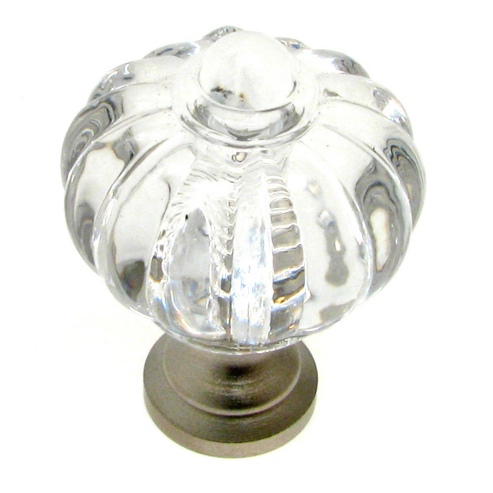 Solid Brass 7/8" Diameter Knob in Matte Nickel and Clear Acrylic