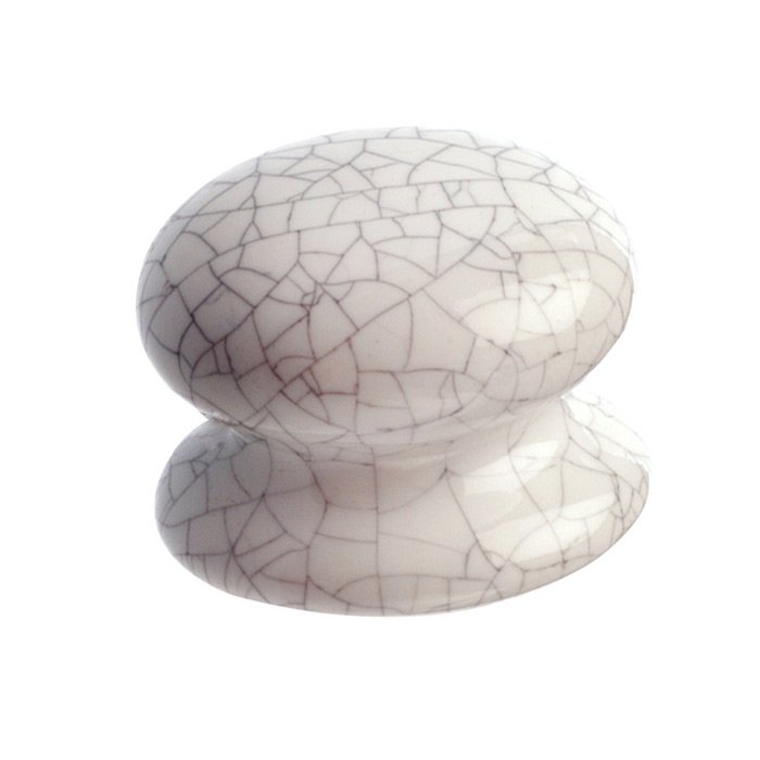 1 1/4" Diameter Ceramic Knob in Crackle White