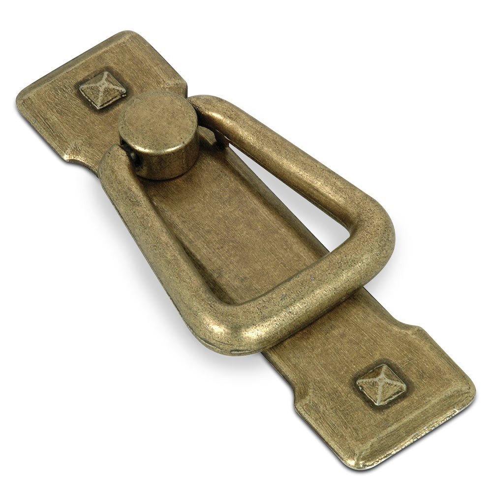 2 1/4" Centers Mission Style Pendant Pull with Backplate in Burnished Brass