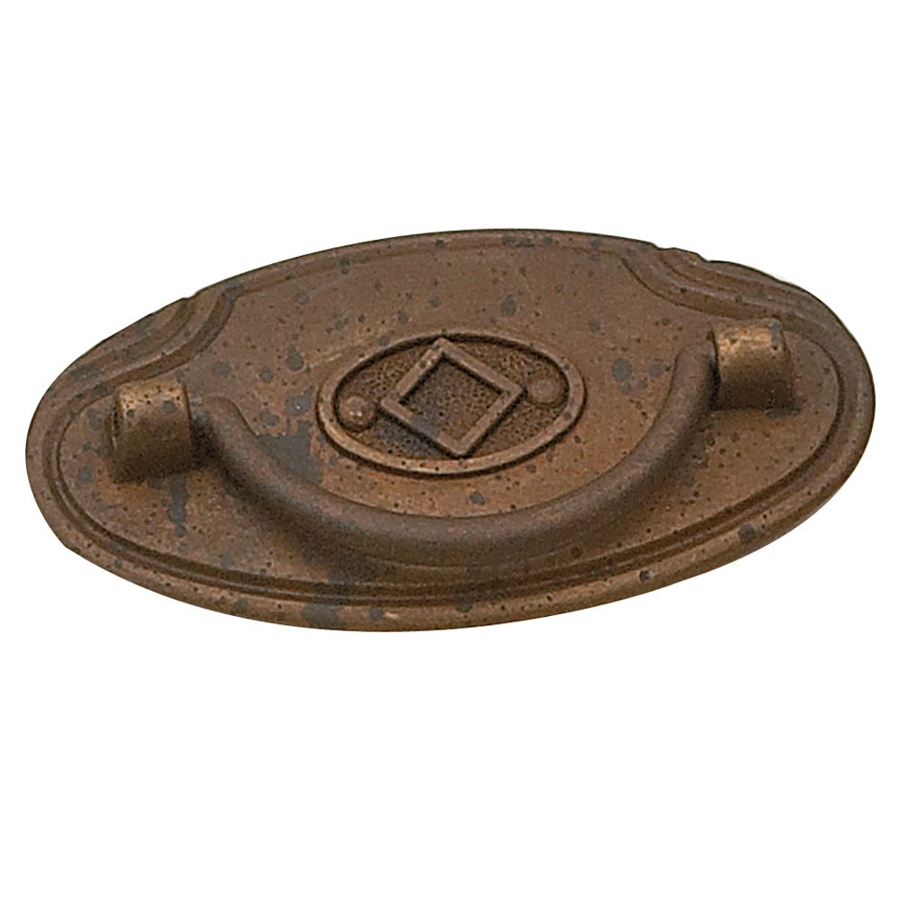 2 1/2" Centers Bail Pull with Backplate in Spotted Bronze