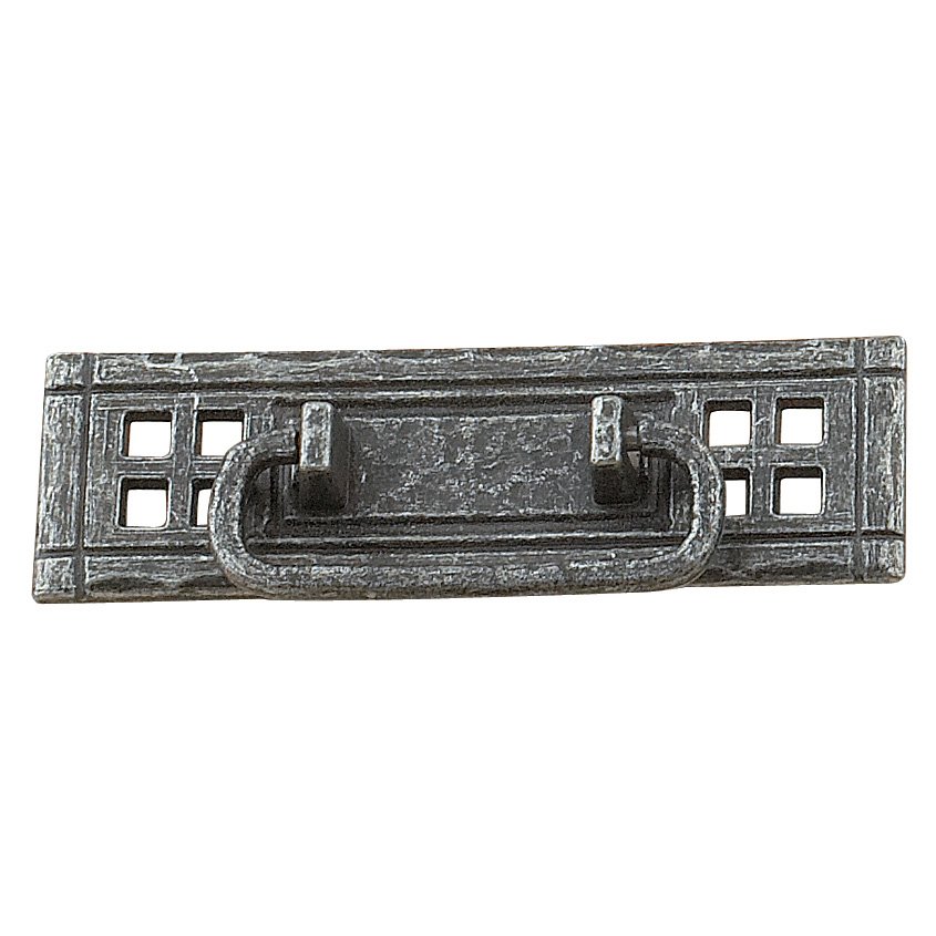 4 1/4" Centers Craftsman Style Bail Pull with Backplate in Natural Iron