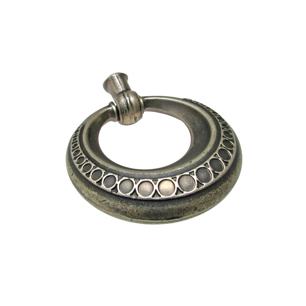 1 7/8" Long Ring Pull with Rings Embossed Detail in Pewter