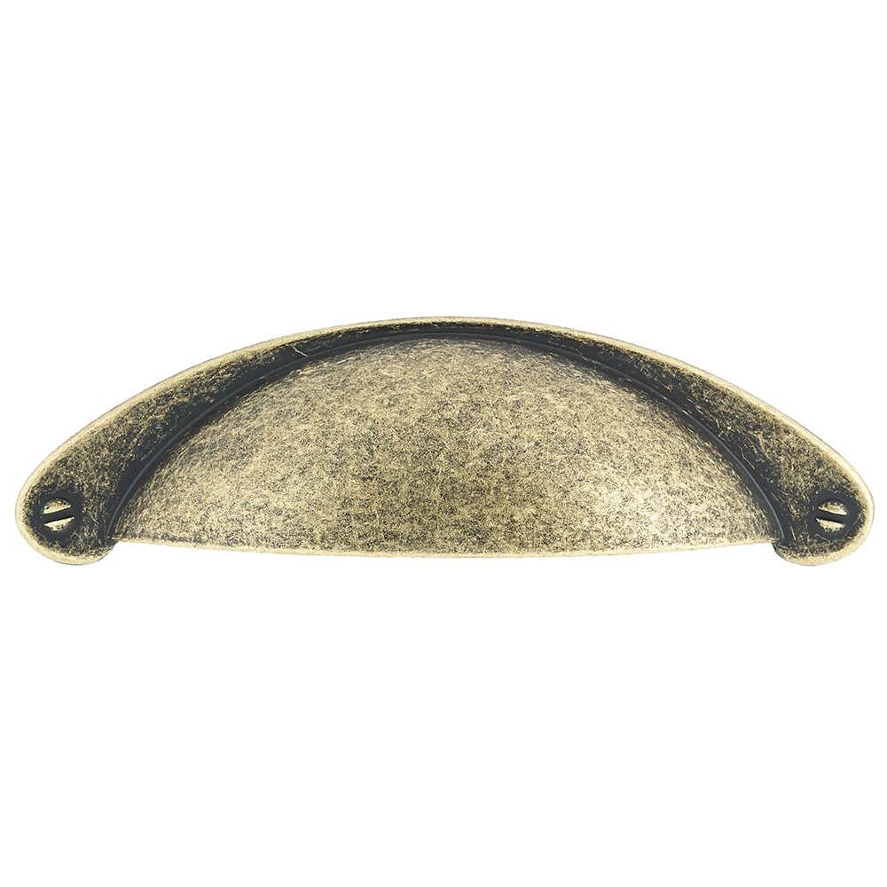 3" Centers Cup Pull with Faux Screws in Burnished Brass
