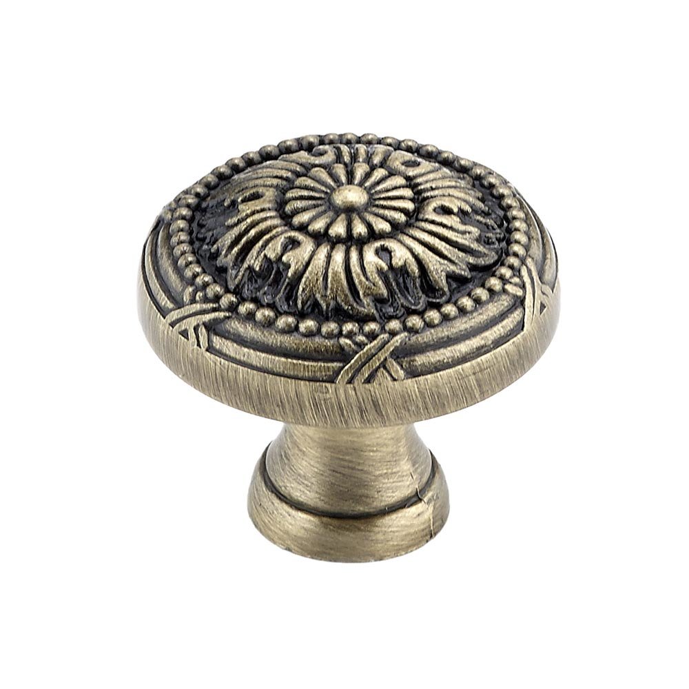 1 1/4" Diameter Knob with Twig and Cross-tie Detail in Antique English