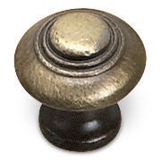 1 1/8" Diameter Domed Knob with Concentric Circles in Antique English
