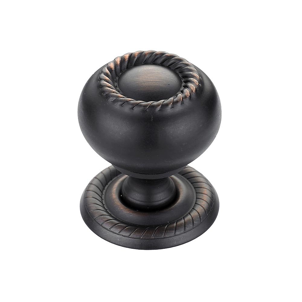 1 1/4" Diameter Knob with String Embossed Detail in Brushed Oil Rubbed Bronze
