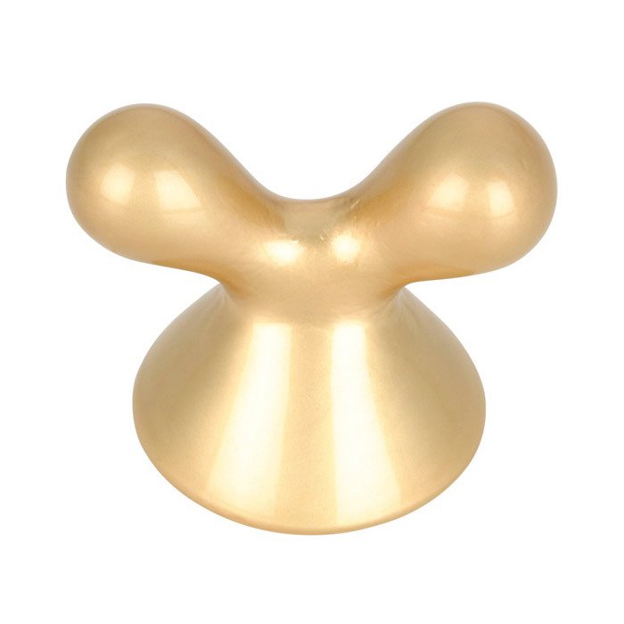 1" Diameter Contoured Two Prong Knob in Satin Brass
