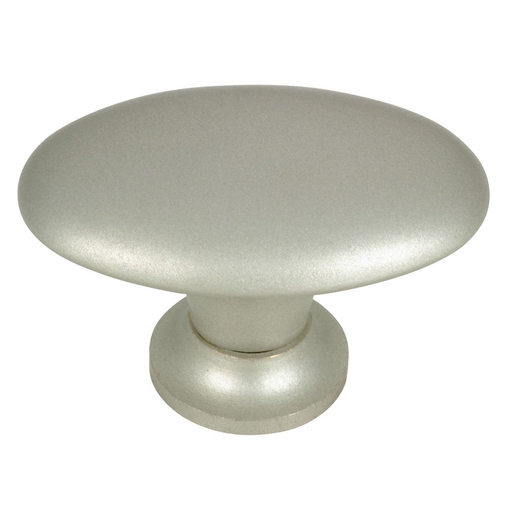 1 11/32" Long Ovaloid Knob in Brushed Nickel