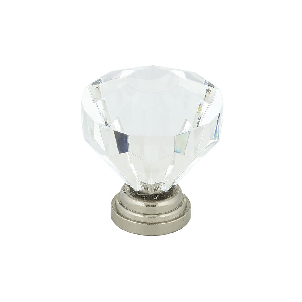 1 1/4" Round Eclectic Acrylic Knob in Brushed Nickel And Clear